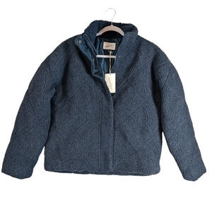 Universal Thread Quilted Sherpa Coat Jacket Hematite Gray XS Lined Zip Snap Warm